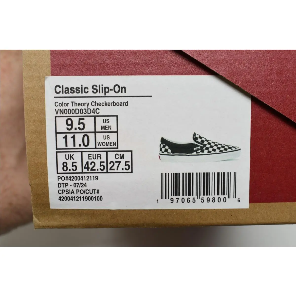 Vans shoes - Vans Classic Slip On Color Theory Checkerboard Stormy Weather - VN000D03D4C - Black & White (UPC: 197065598006) 9