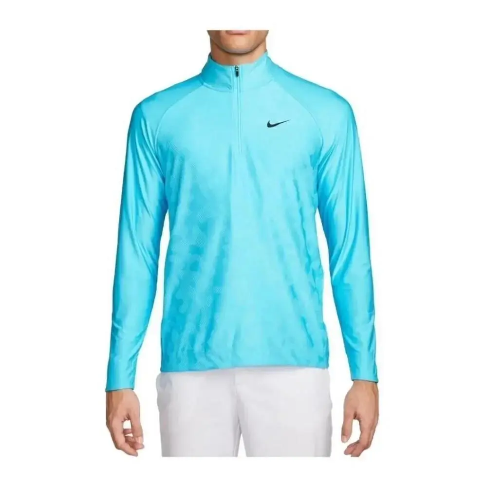 Nike Mens Blue Zip Up Dri Fit Golf Tour Moisture Wick Shirt Plus Sz 3XL