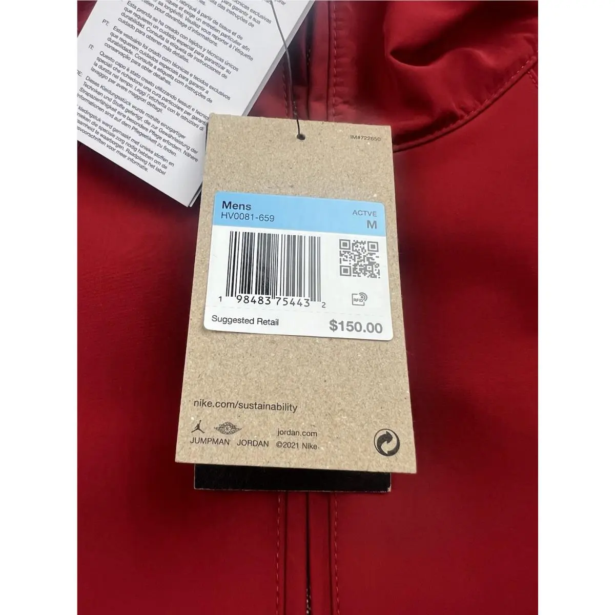 Nike clothing - Nike Air Jordan Wings - Air Wings - Red (UPC: 198483741432) 1