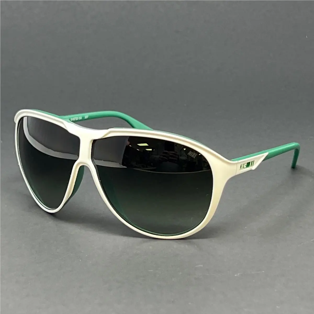 Nike Sunglasses Mdl 210 EV0720-133 White Pine Green 66mm Aviator Frame