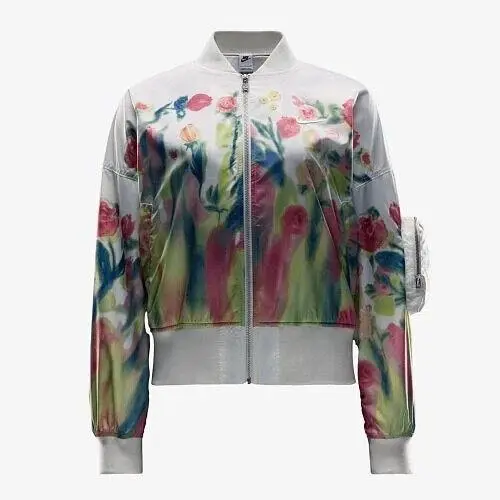 Nike HF4687-133 Artist Collection White Floral Bomber FZ Jacket Women`s XS