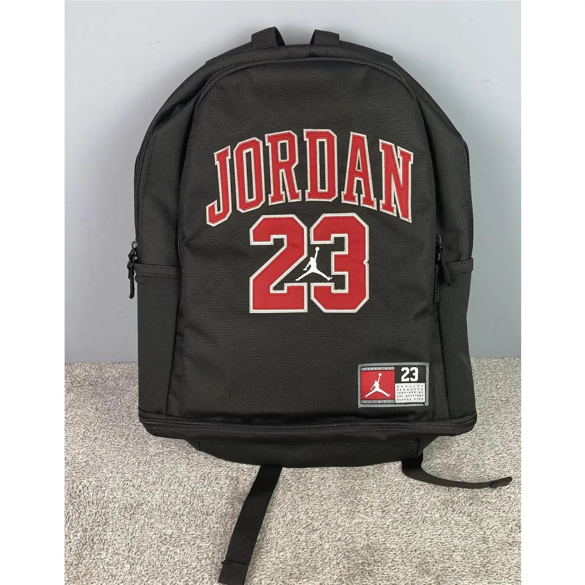 Nike Jordan 23 Jersey Backpack Bag 27L 15” Chicago Bulls Black Red 9A0780-023