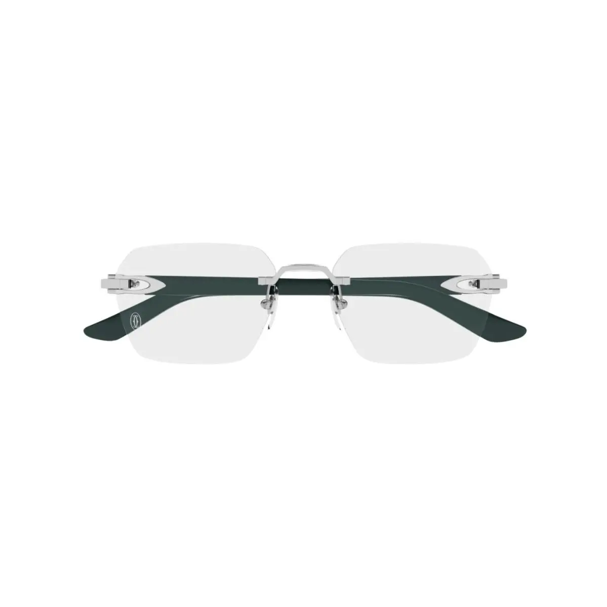 Décor C CT0623O Rectangle Eyeglasses Silver Green by Cartier