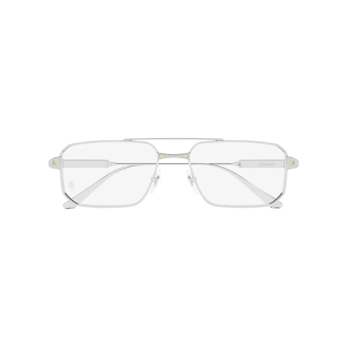 Santos de CT0654O Rectangle Eyeglasses Silver by Cartier