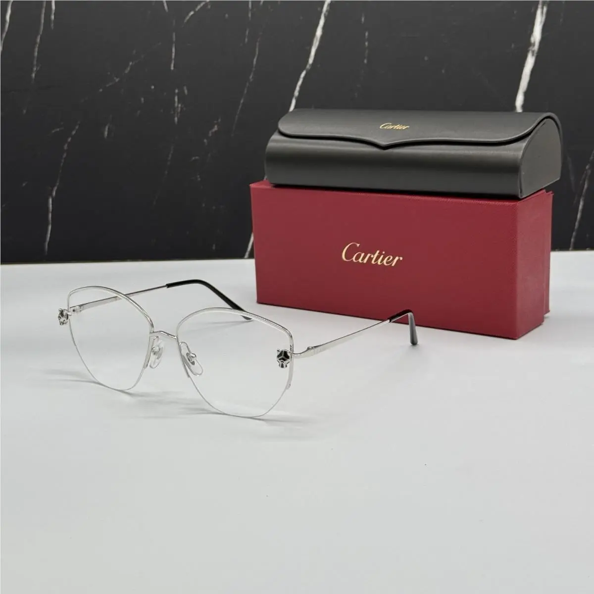 Cartier Women Silver Metal Eyeglasses CT0370O 002
