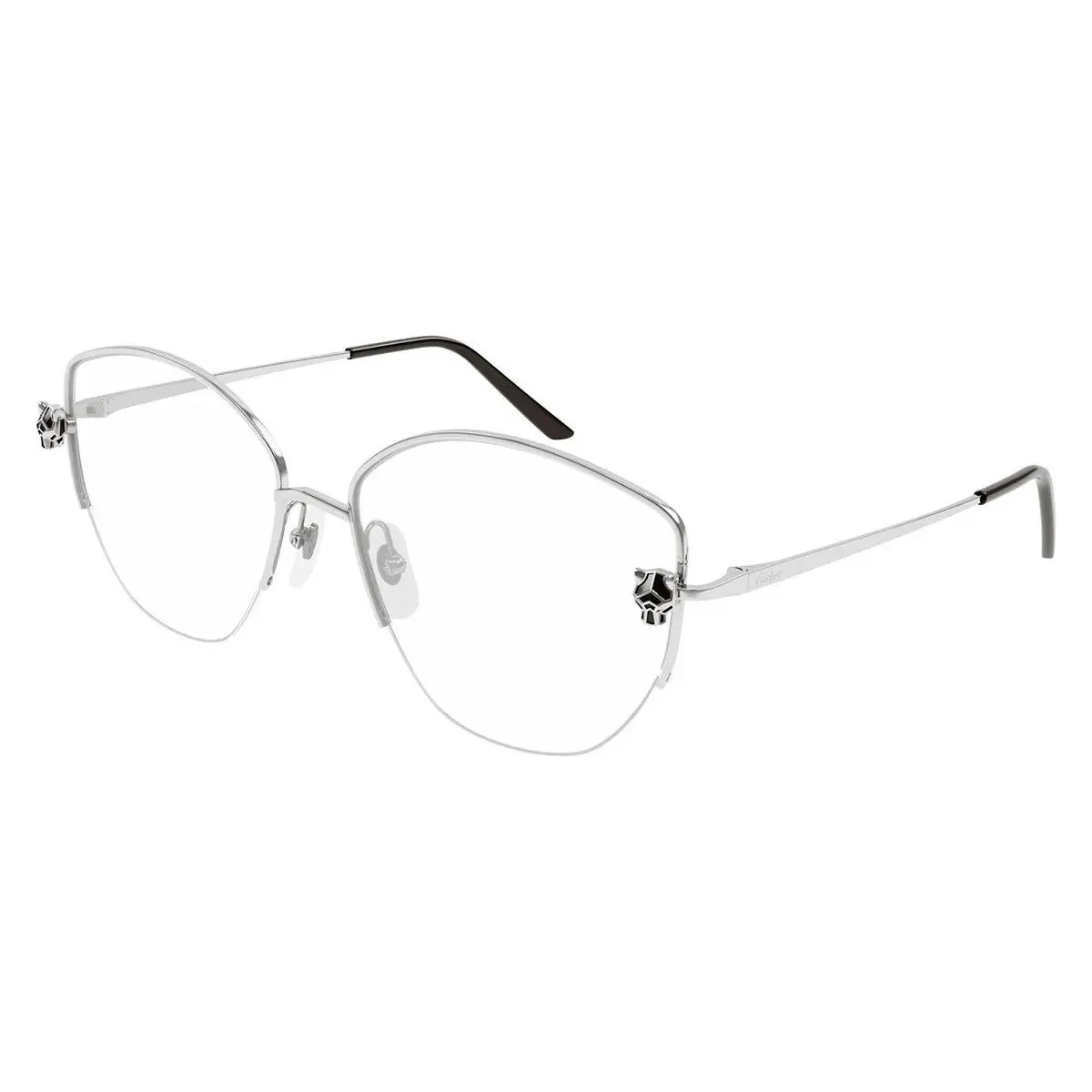 CT0370O 002 Silver Cat Eye Women Eyeglasses Authenitc by Cartier