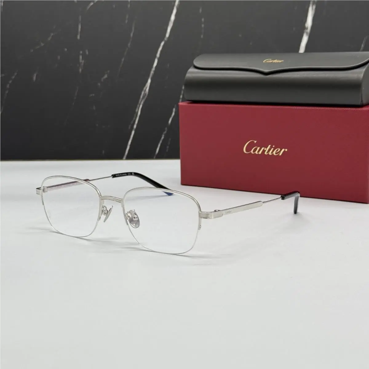 Silver Titanium Unisex Eyeglasses CT0382O 002 by Cartier