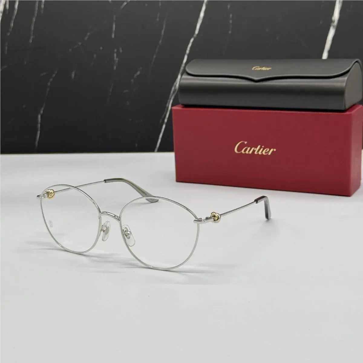 Cartier Silver Metal Women Eyeglasses CT0375O 002