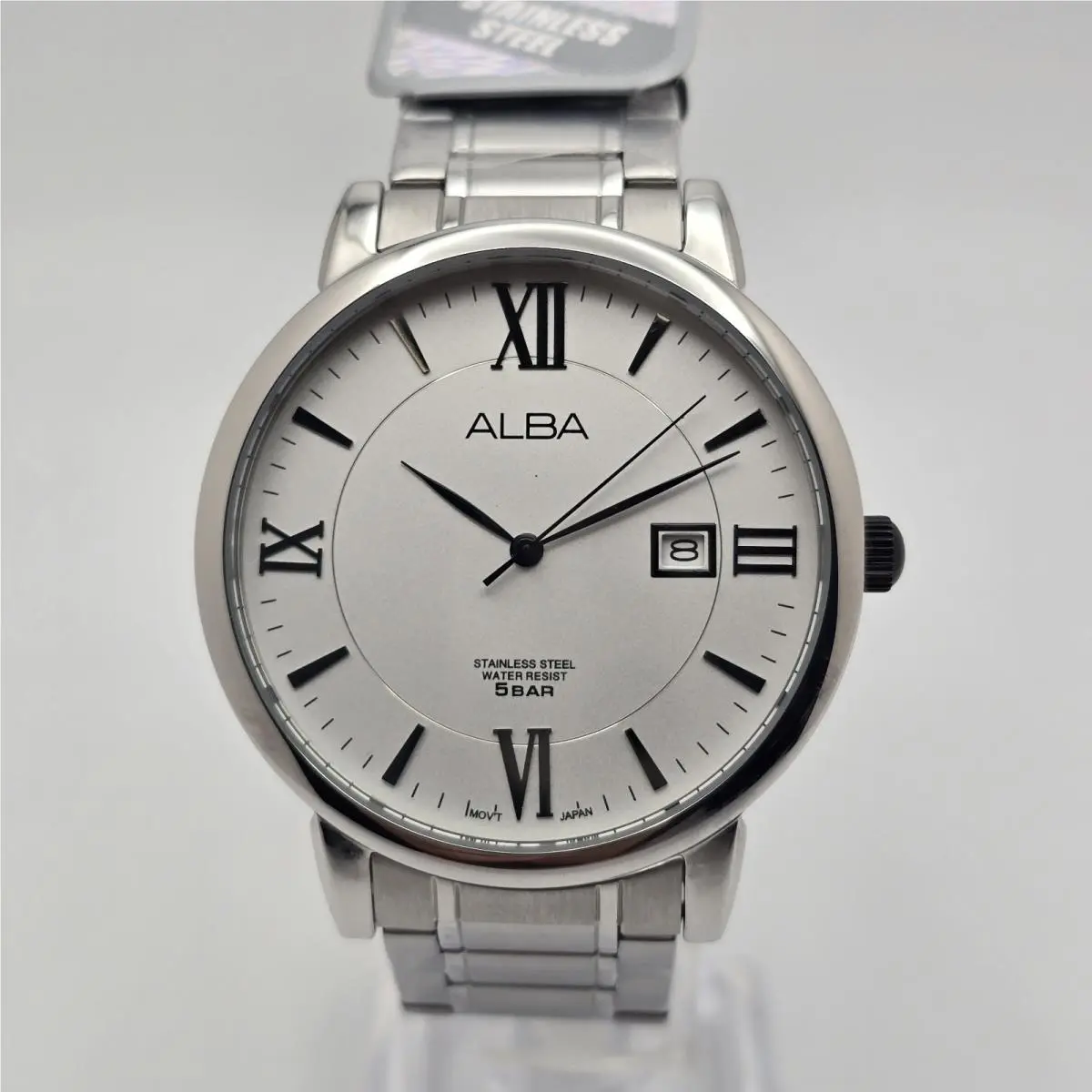 Alba Prestige AS9809X1 43mm White Roman Dial Quartz Men’s Watch Box by Seiko