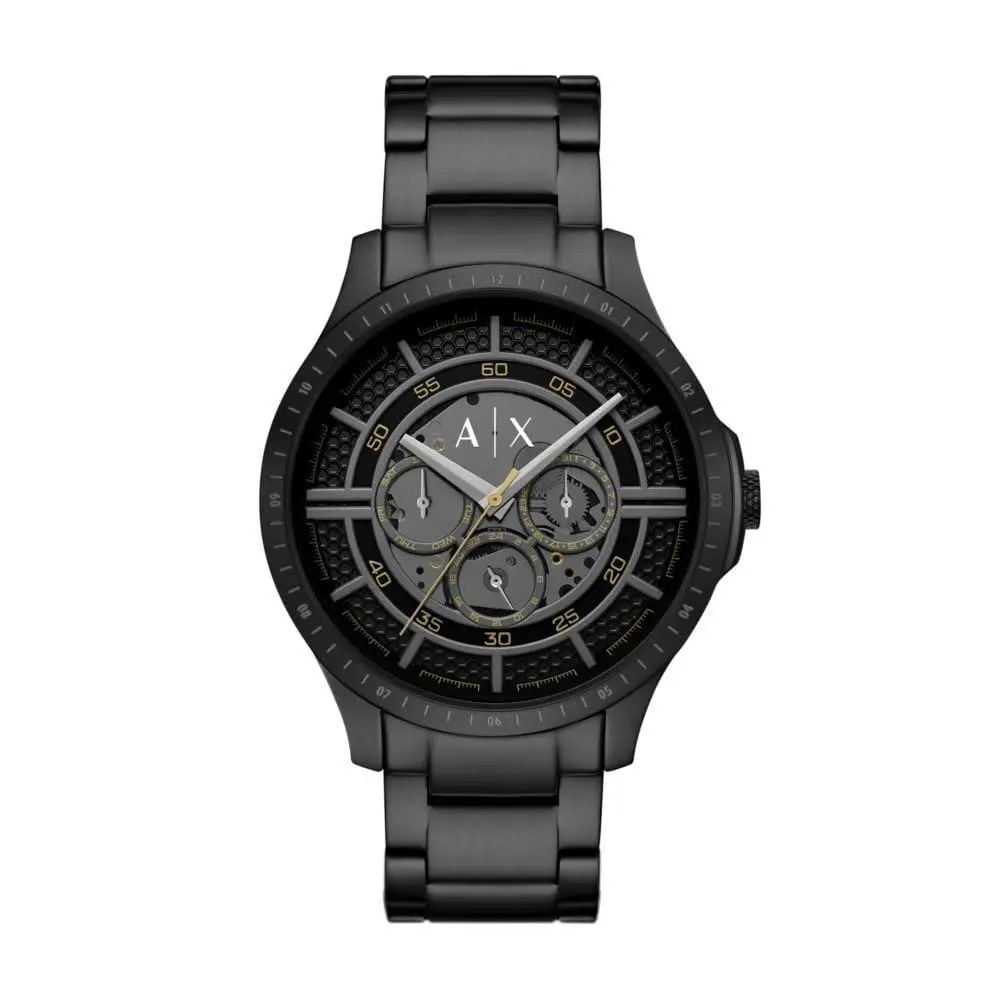 Men`s Multifunction Black Stainless Steel Watch Black/black by Armani Exchange