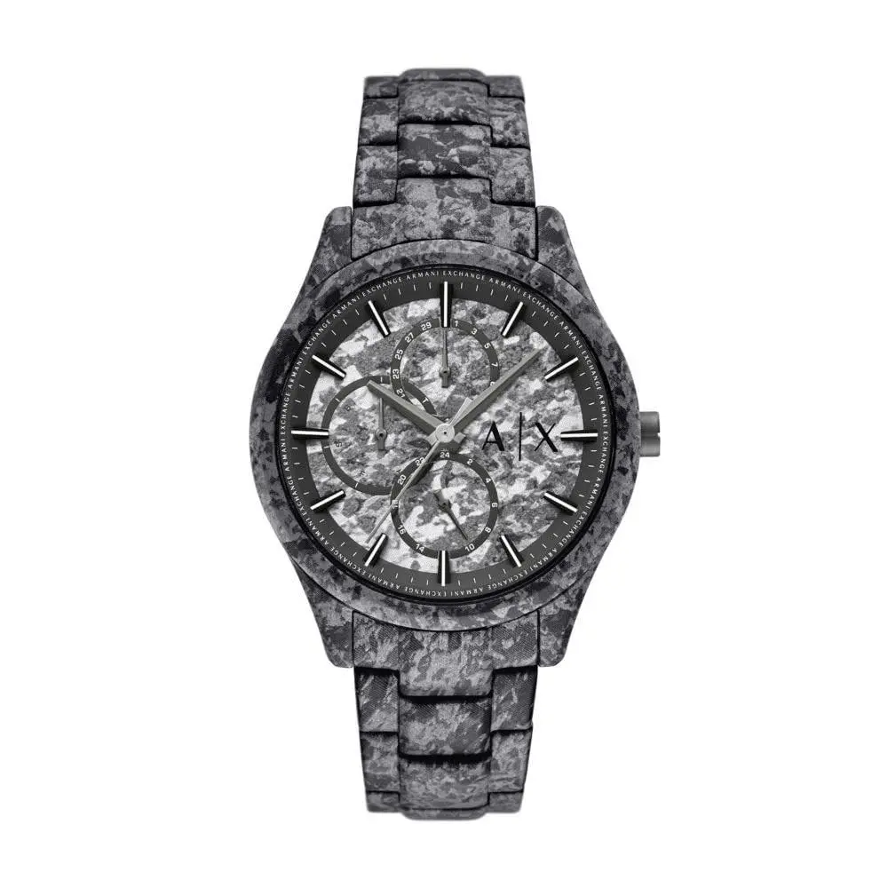 Men`s Multifunction Gunmetal Stainless Steel Camo by Armani Exchange