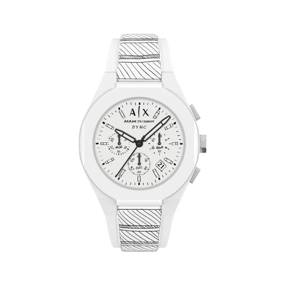 A X Men`s Sync Chronograph White Silicone White/gray by Armani Exchange