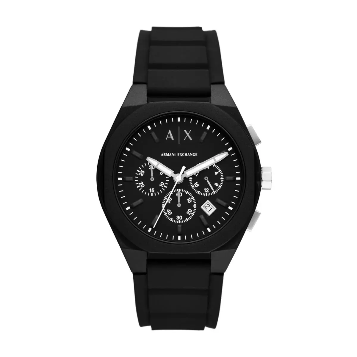 A X Men`s Sync Chronograph Watch Black Silicone by Armani Exchange