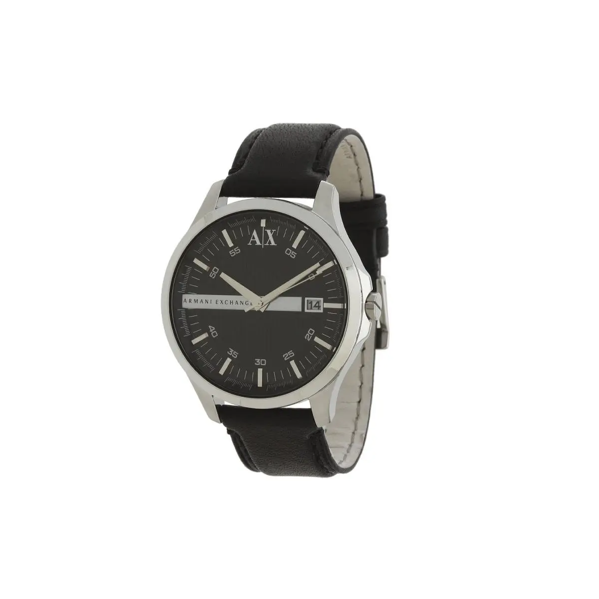 A X Armani Exchange Men`s Watch Three-hand Black Leather Watch For Men 2101