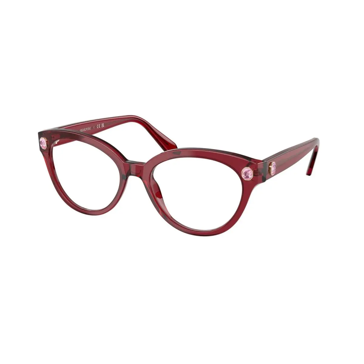 SK 2037 Transparent Burgundy / Demo Lens 1055 Size 54 Eyeglasses by Swarovski