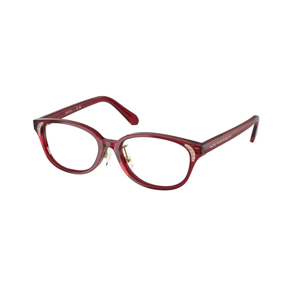 SK 2040 D Transparent Burgundy / Demo Lens 1055 Size 52 Eyeglasses by Swarovski