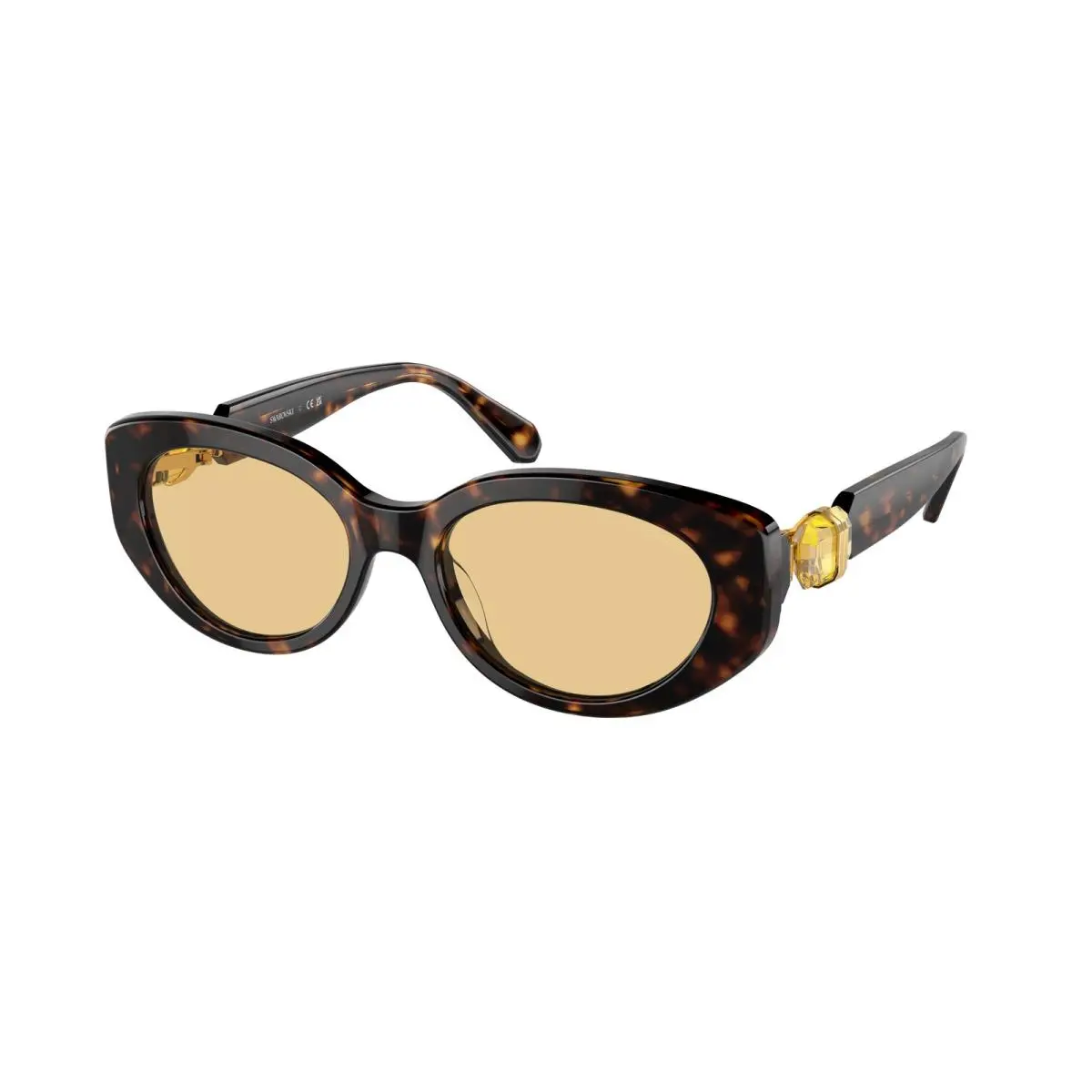 SK 6002 Dark Havana Light Yellow 1002/8 Size 53 Sunglasses by Swarovski