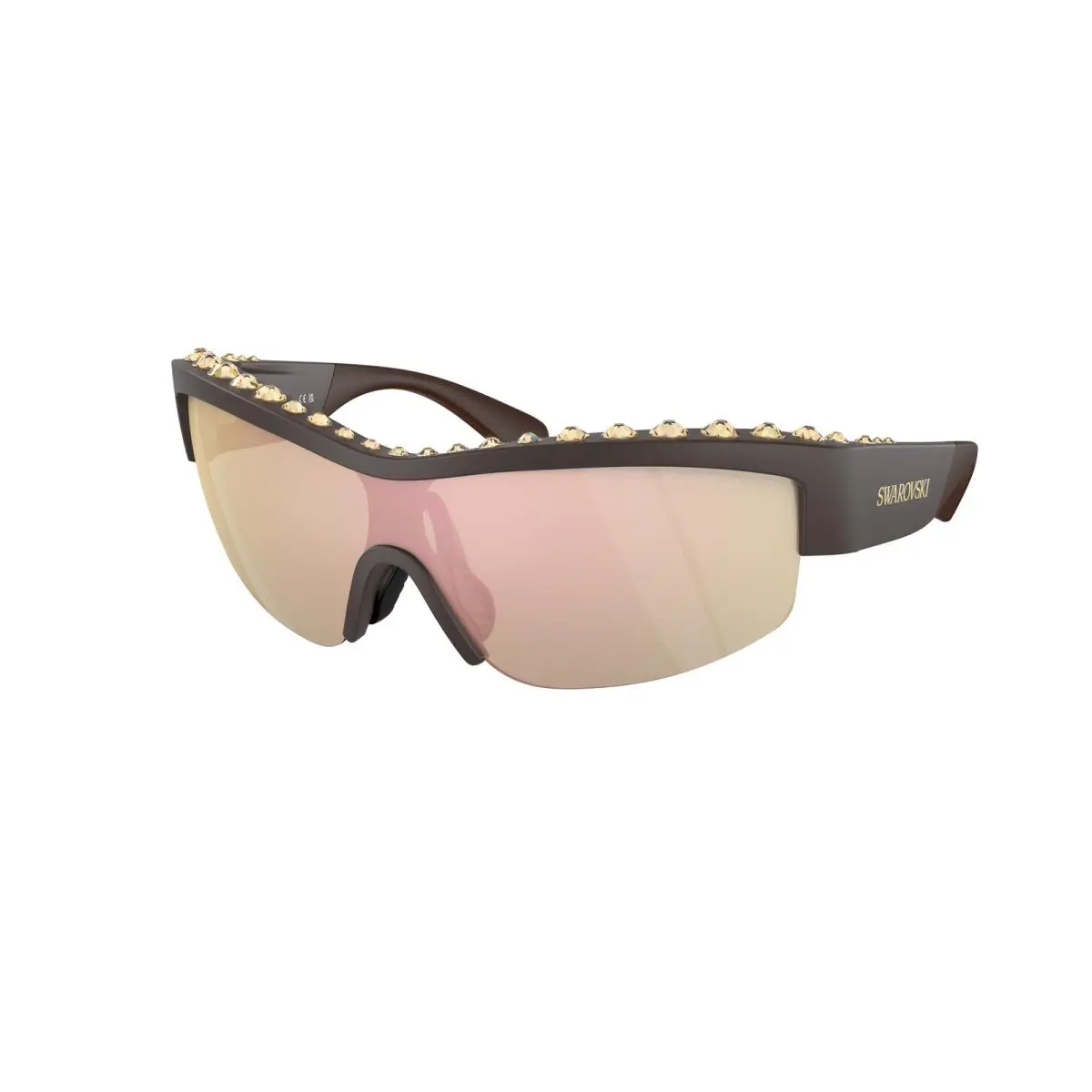 SK 6014 Matte Brown / Dark Mirror Rose Gold 10357J Size 38 Sunglasses by Swarovski