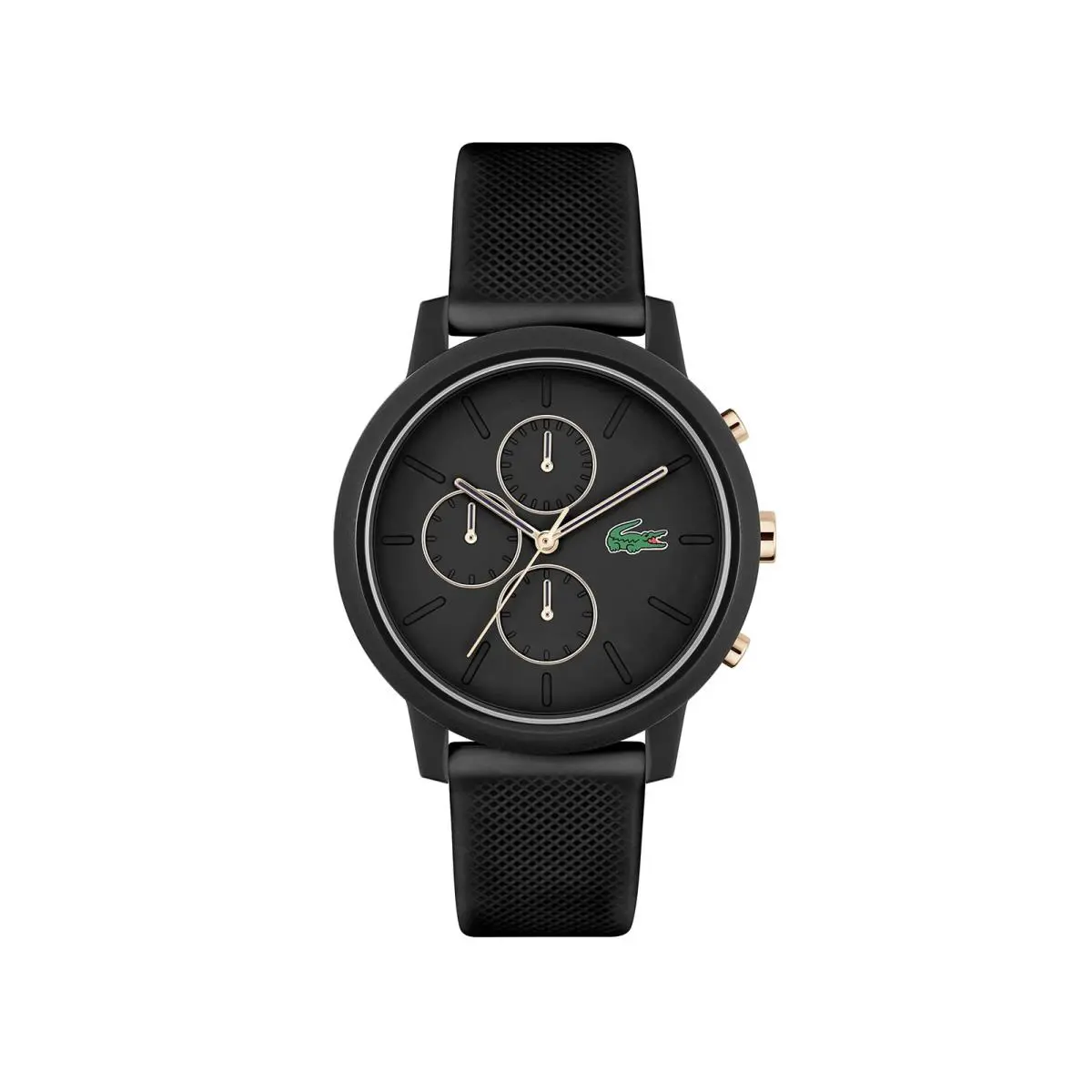 Lacoste 12.12 Men`s Chronograph Watch - TR90 Case Quartz - 43 MM Black Gold