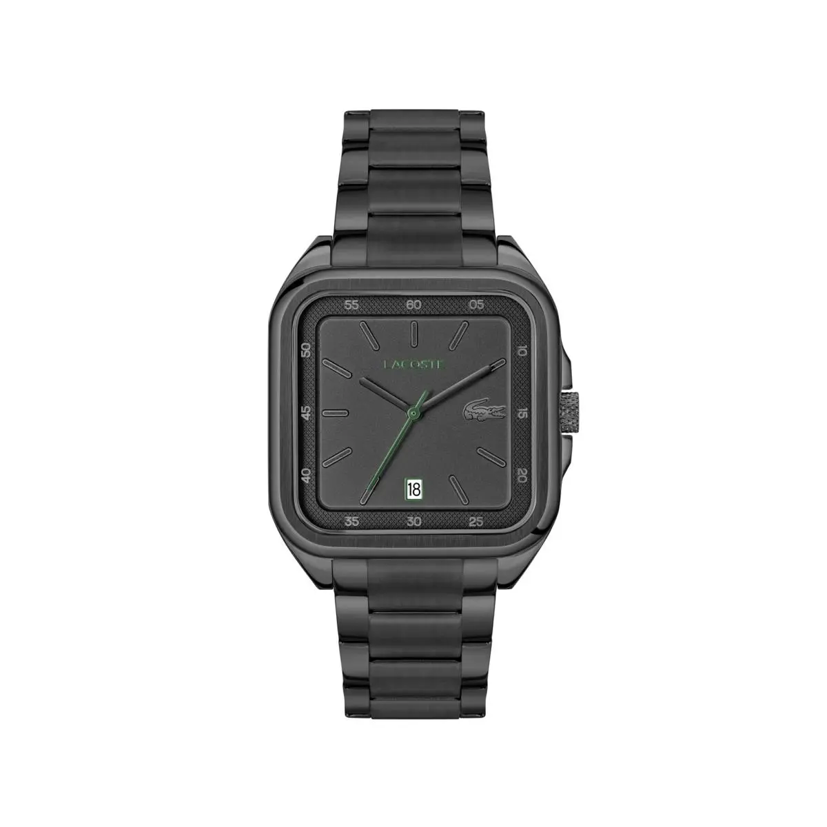 .12.12 Up Men’s Quartz Watch – 39mm Rectangular Case – Link 39 Black by Lacoste