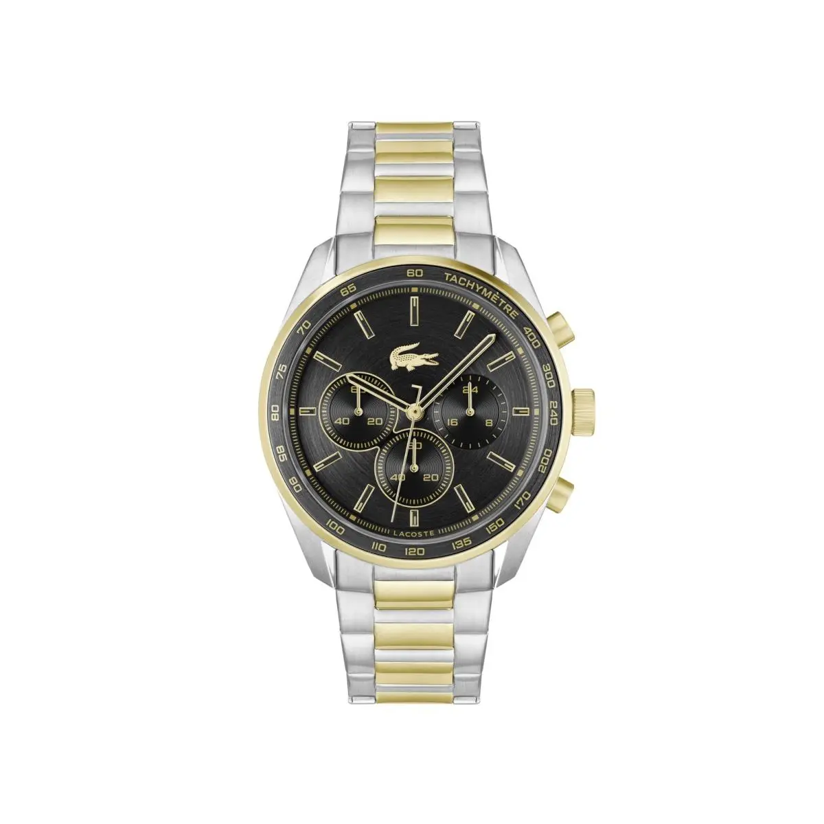 Lacoste Boston Men`s Chronograph Watch Stainless Steel Yellow Gold/black