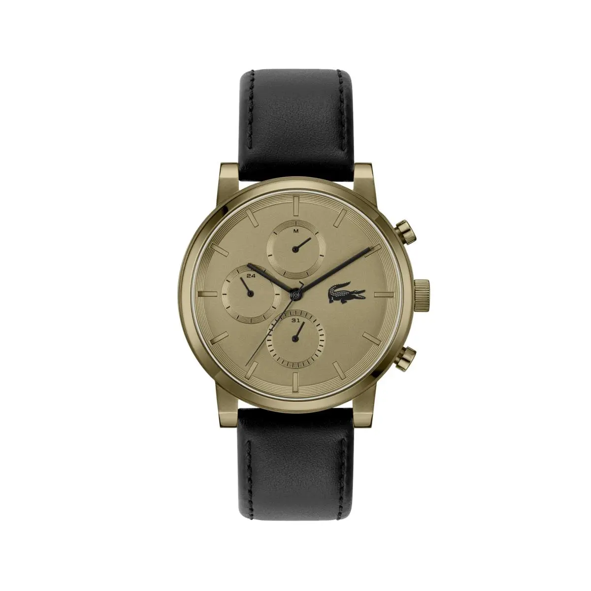 Replay Men’s Multifunction Watch - Leather Strap Crocodile Black by Lacoste