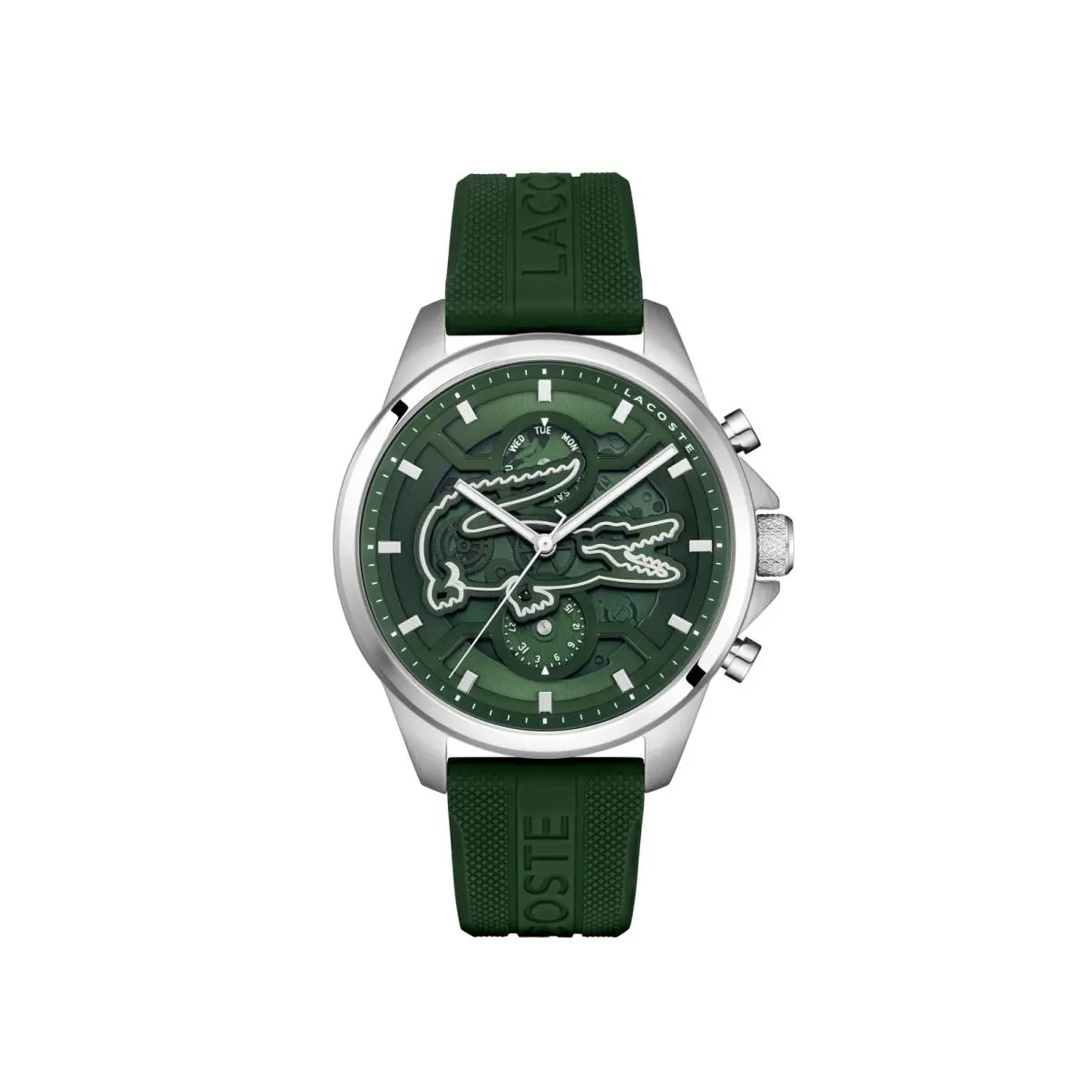 Men`s Arthor Multifunction Silicone Watch 43mm Green by Lacoste