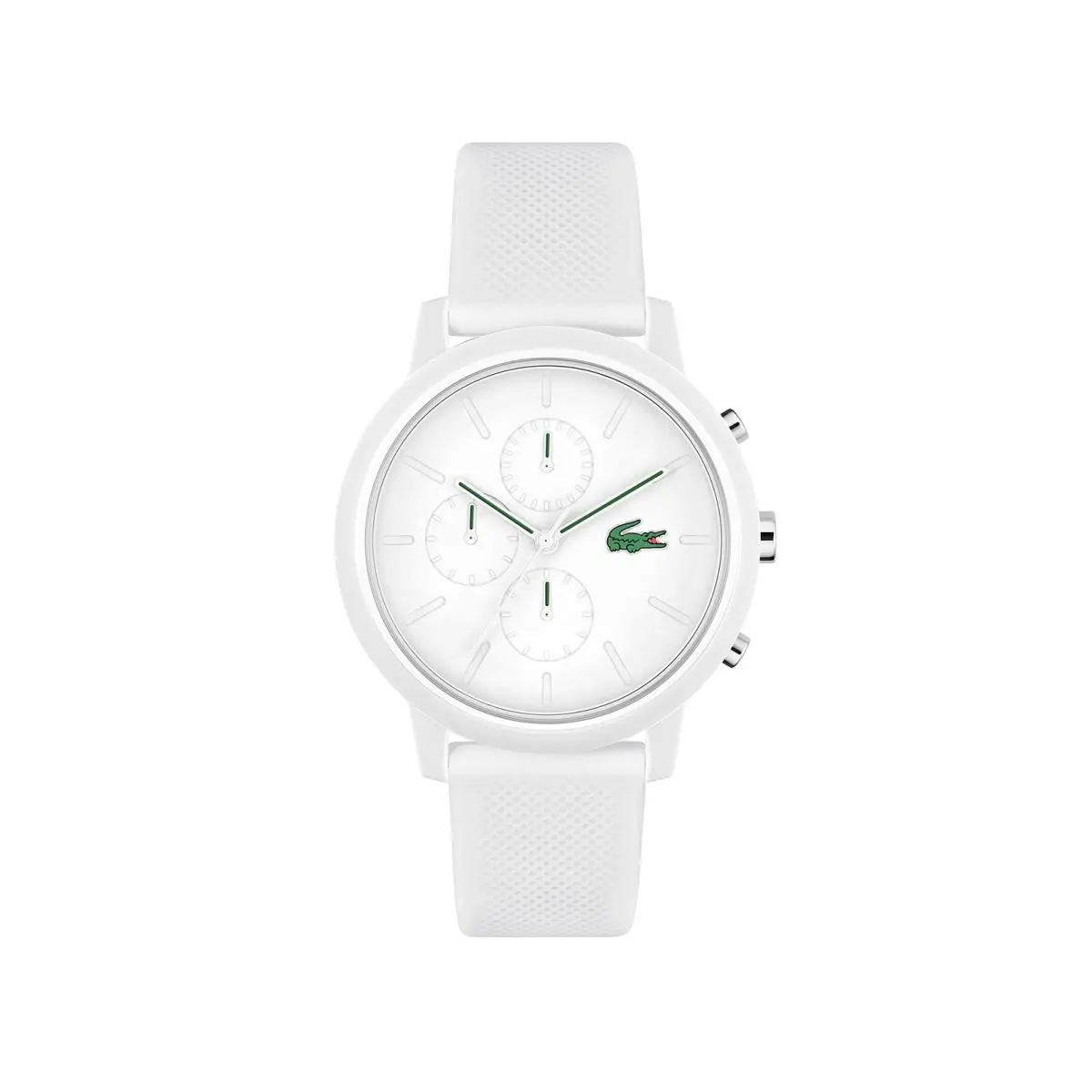Lacoste 12.12 Men`s Chronograph Watch - TR90 Case Quartz - 43 MM White