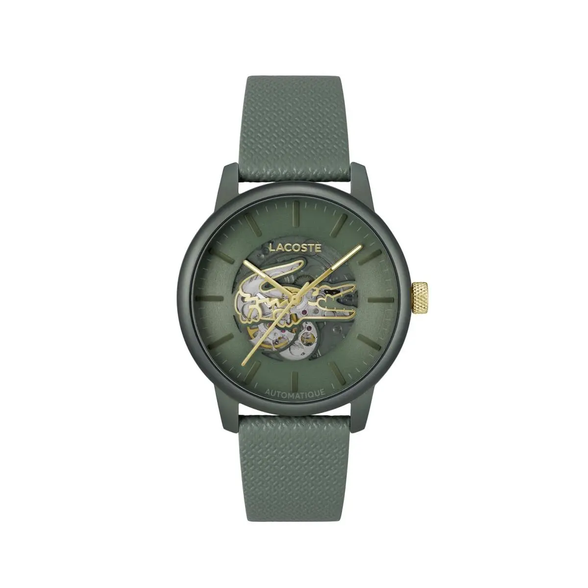 .12.12 Men`s Automatic Watch - Sporty Leather Strap Talla Única Green by Lacoste