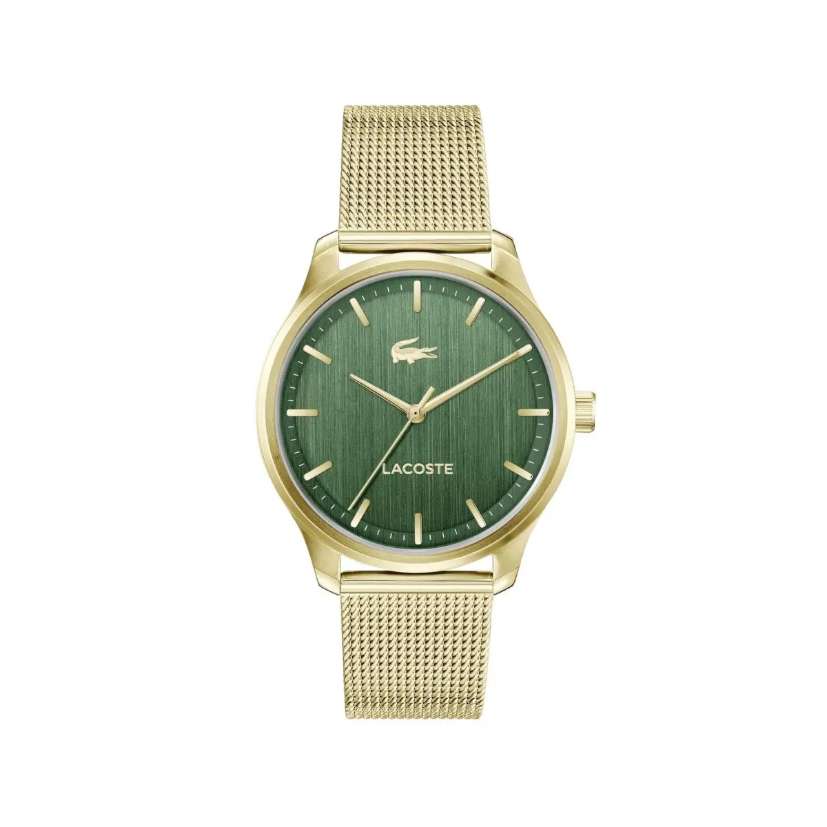 Lisbon Men’s Quartz Watch - Mesh Bracelet Three-hand Sunray Gold by Lacoste