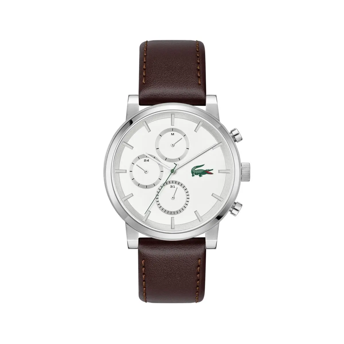Replay Men’s Multifunction Watch - Leather Strap Crocodile Brown by Lacoste