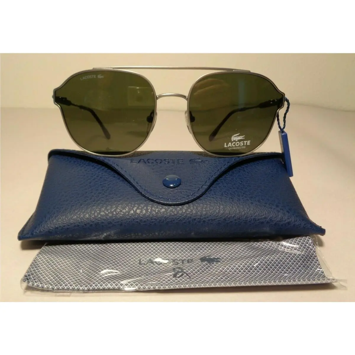 Lacoste L103SND Matte Light Ruthenium Women`s Classic Aviator Sunglasses