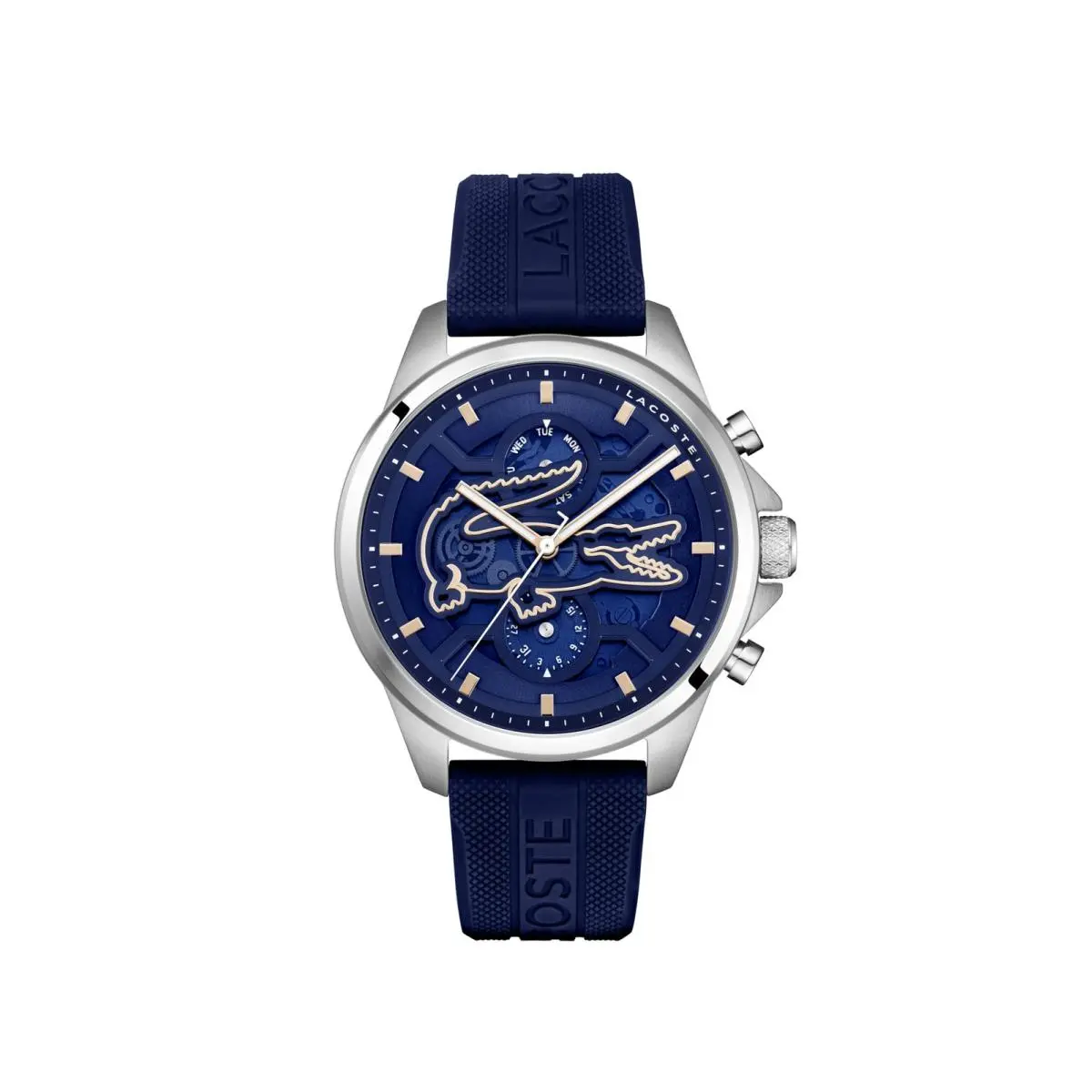 Men`s Arthor Multifunction Silicone Watch 43mm Blue by Lacoste
