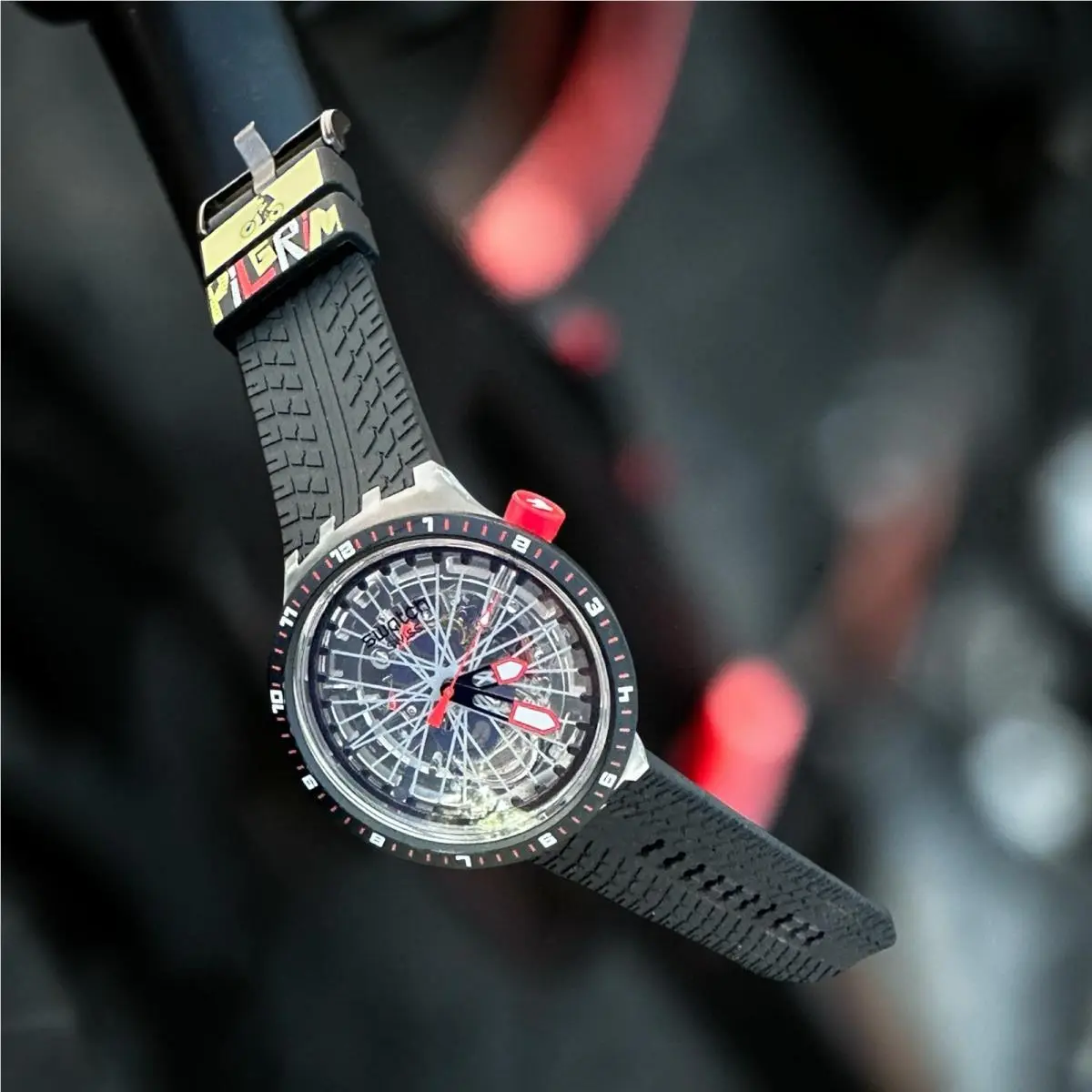 Swiss  The Pilgrim - Tread ON IT SB05K103 Big Bold 47MM Black Quartz by Swatch
