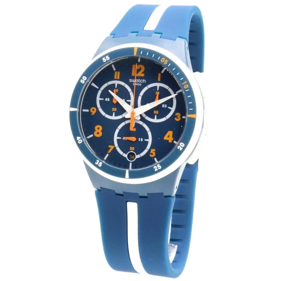 Swiss  Originals Whitespeed Silicone Chrono Men Watch 42mm SUSN403 by Swatch