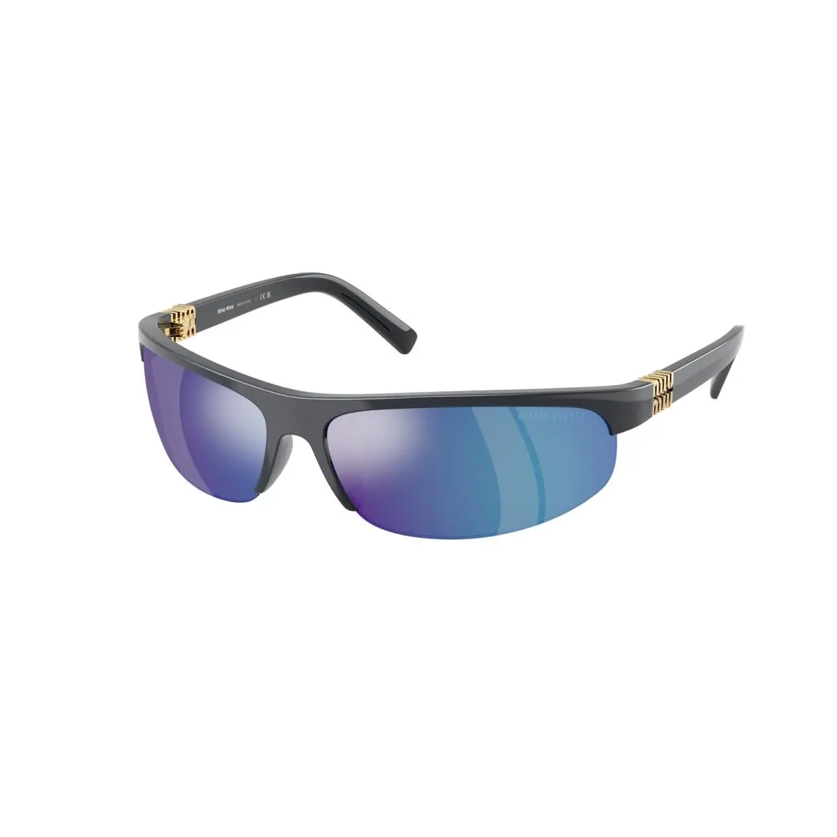 Miu MU A 02 SF Avio Metal / Light Green Mirror Blue 19Y10K Size 68 Sunglasses by Miu Miu