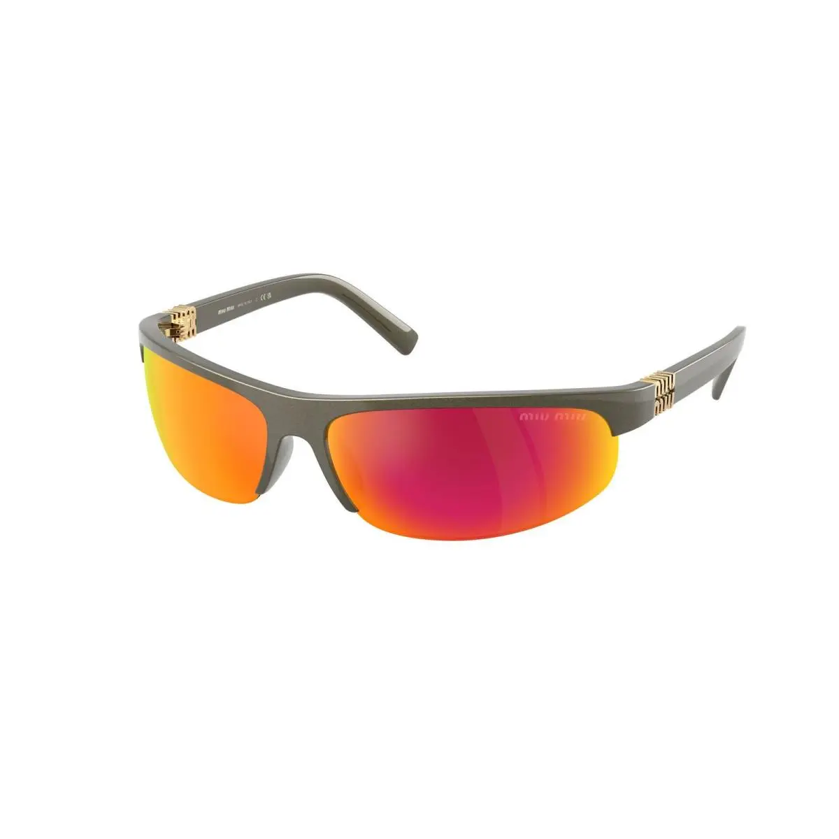Miu MU A 02 S Kaki Metal / Brown Mirror Orange 17Y5M0 Size 70 Sunglasses by Miu Miu