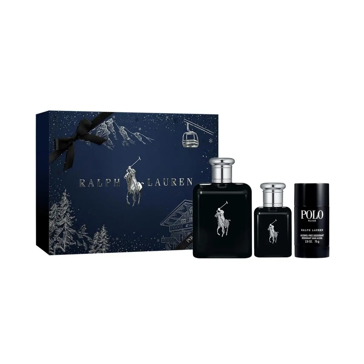 Ralph Lauren Polo Black Eau de Toilette Men`s Cologne Trio Routine Set