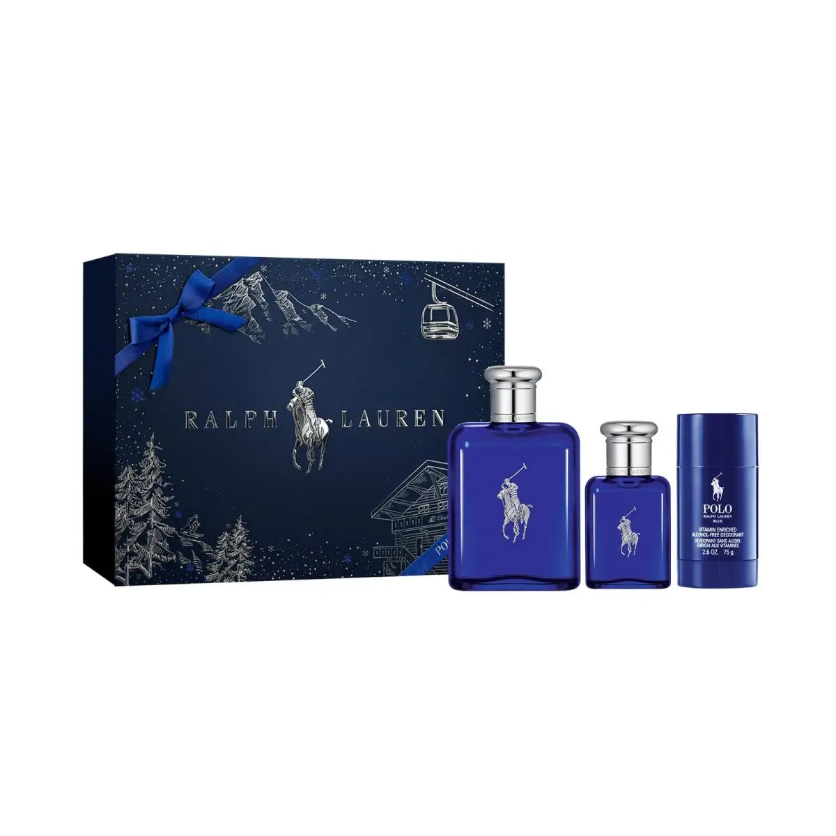 Ralph Lauren Polo Blue Eau de Toilette Men`s Cologne Trio Routine Set