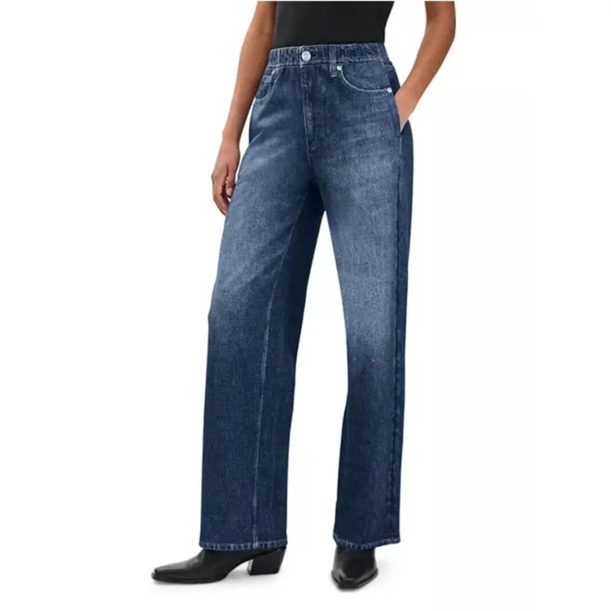Rag Bone Miramar Mid Rise Wide Leg Cotton Terry Sweatpant Jeans Size XS