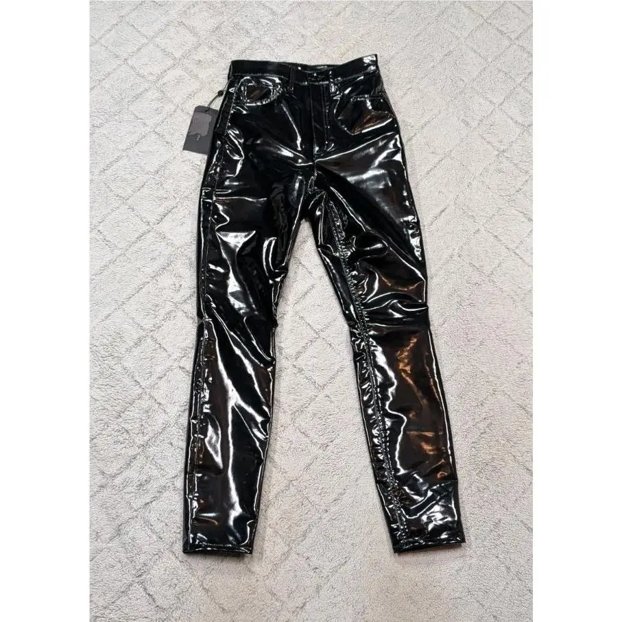 Rag Bone Pants Womens 24 Black Vinyl High Rise Ankle Skinny Stretch Moto Chic by Rag & Bone