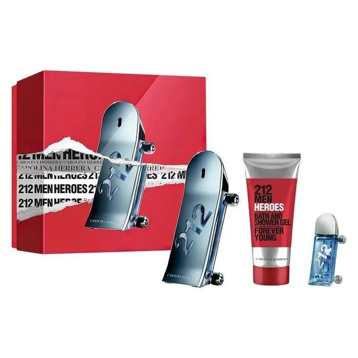 212 Heroes 3PC Gift Set - 3.4OZ Edt + 3.4OZ Shower Gel + 0.24OZ by Carolina Herrera