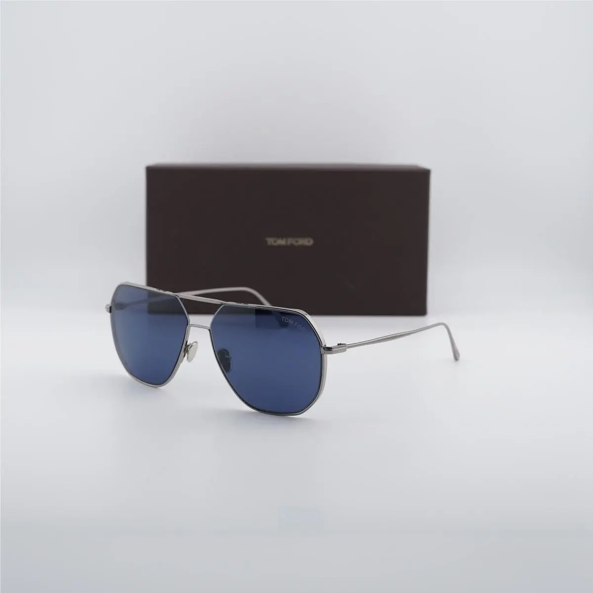 FT0852 14V Shiny Light Ruthenium/blue 59mm 59-14-145 Sunglasses by Tom Ford