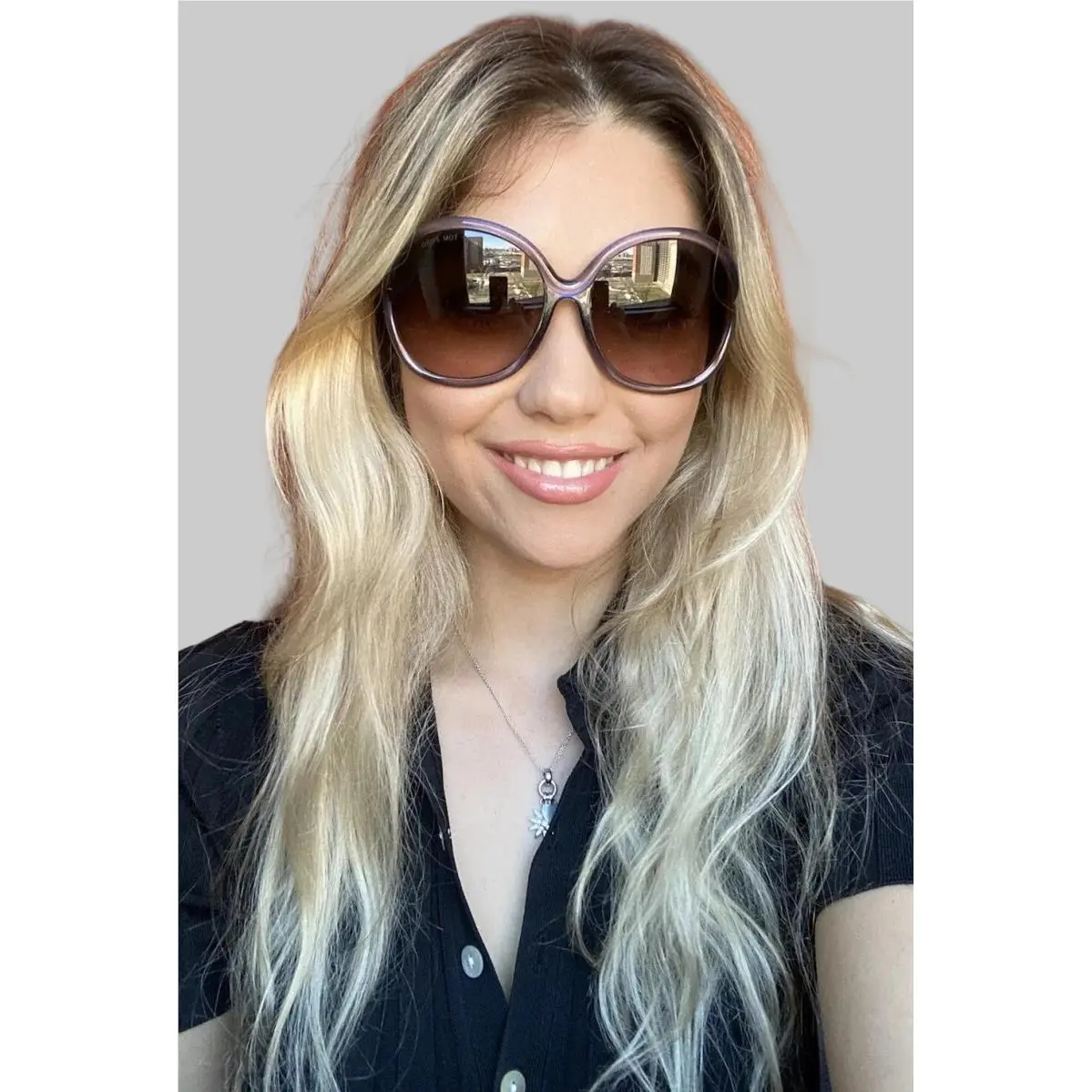 Tom Ford 59mm 83T252 Beige Oversized Women`s Sunglasses