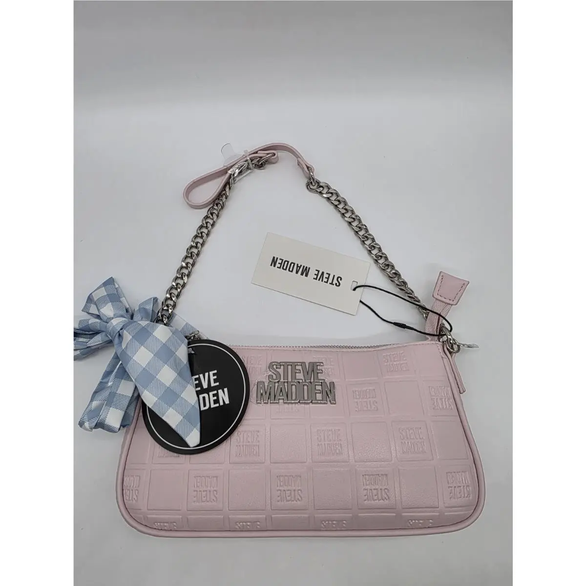 Baguette with Scarf Embossed Logo Chain Shoulder Bag by Steve Madden