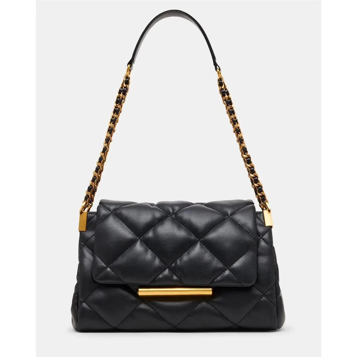 Women`s Colette Shoulder Bag Black Gold by Steve Madden