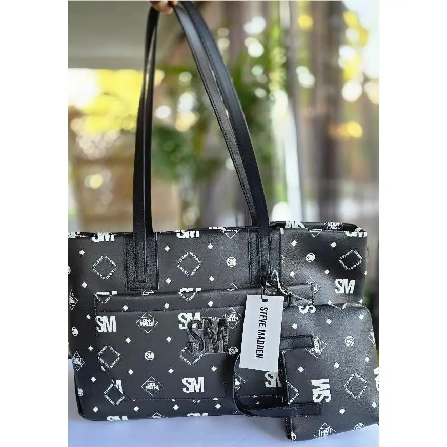 Black Quilted Weekender Travel Tote Carry On Overnight Bag by Steve Madden