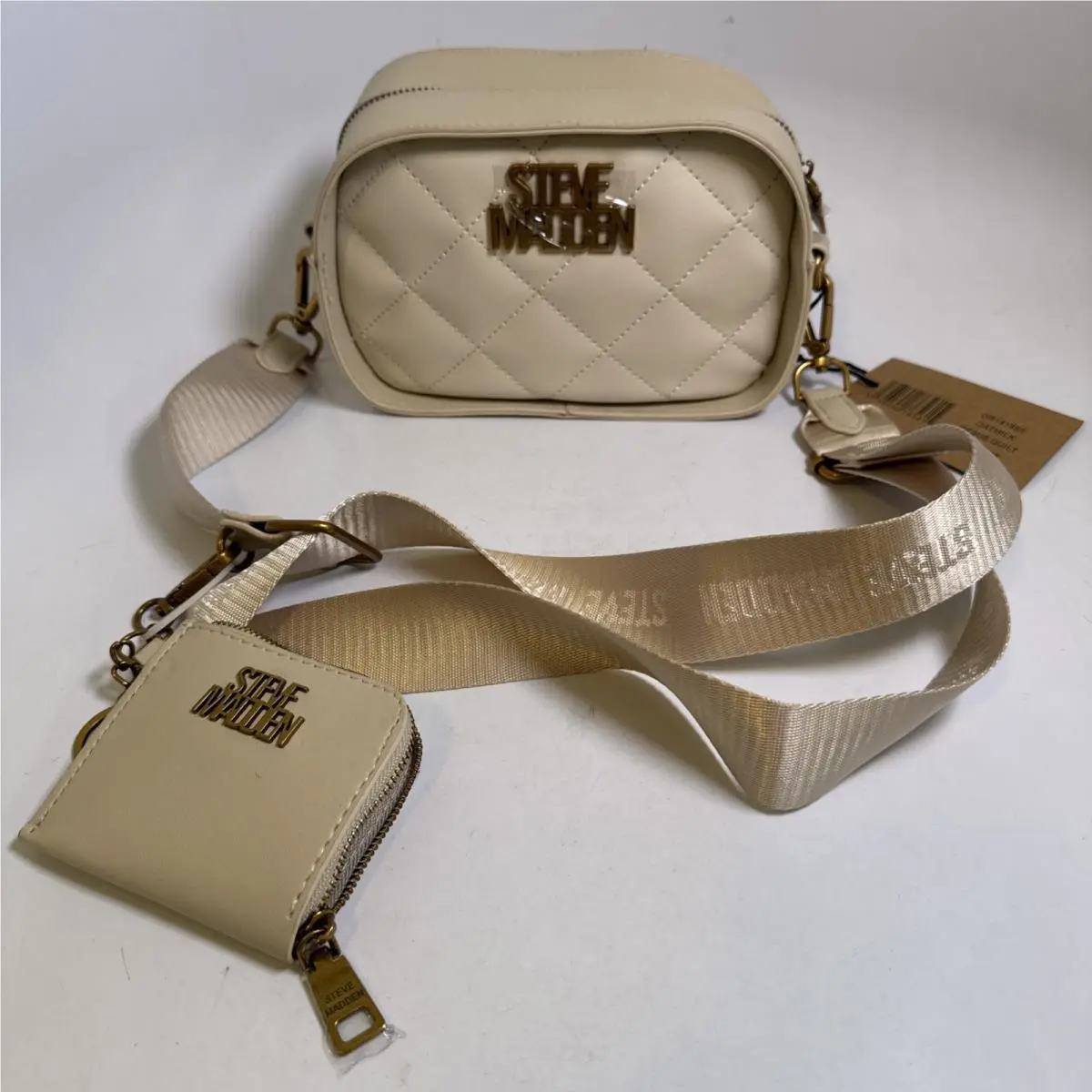 Purse Bag DR141885 Oatmilk Besue Quilt Pattern + Coin Pouch by Steve Madden