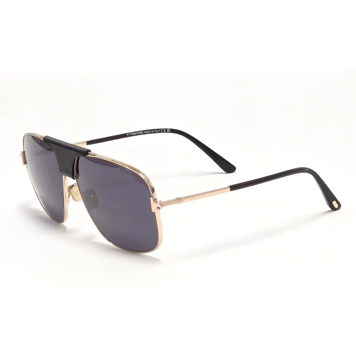 Tex Navigator Sunglasses Mens Black Leather Smoked Lens TF 1096 28A by Tom Ford