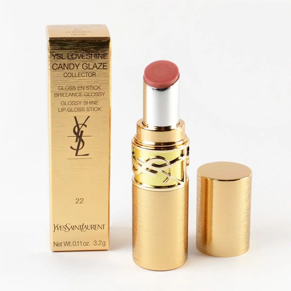 Yves Saint Laurent Ysl Loveshine Candy Glaze Lip Gloss Stick 22 Shimmer Rose